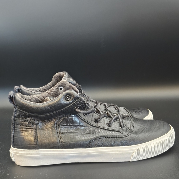 Toms Camila Black Croc Embossed Leather Hi-top - Picture 4 of 12